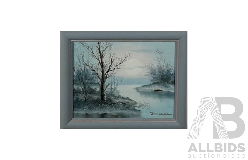 Tony & Philip Sander, (20th Century), Autumn by the Lake & Winter by the Lake, Pair of Original Oil on Canvas, 27 x 32 cm (largest frame) (2)