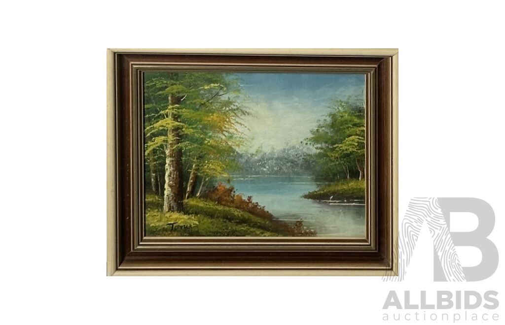 Tony & Philip Sander, (20th Century), Autumn by the Lake & Winter by the Lake, Pair of Original Oil on Canvas, 27 x 32 cm (largest frame) (2)