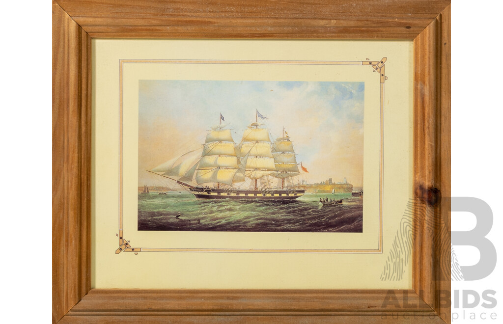 John Scott (19th Century, British, 1802-1855), Barque Ocean Pride, Reproduction Print of Original, 26 x 31 cm (frame)