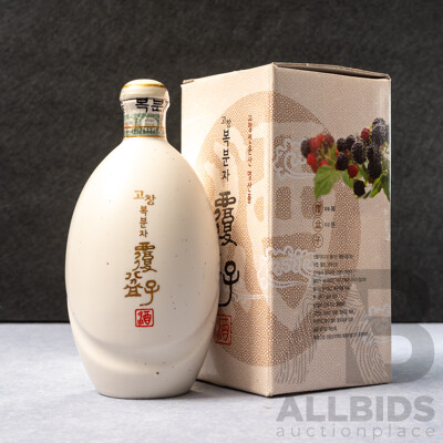 Korean Gochang Bokbunja Wine in Ceramic Flask and Presentation Box