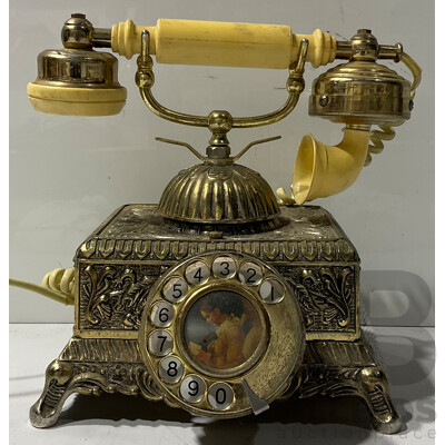 Vintage Brass Rotary Dial Telephone