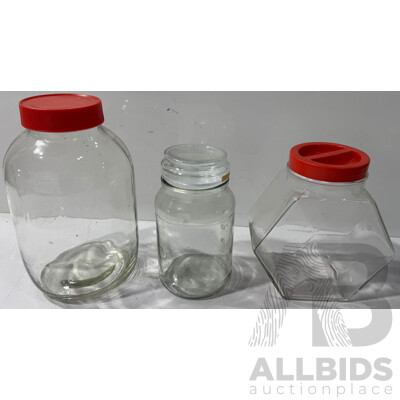 Three Decorative Glass Jars