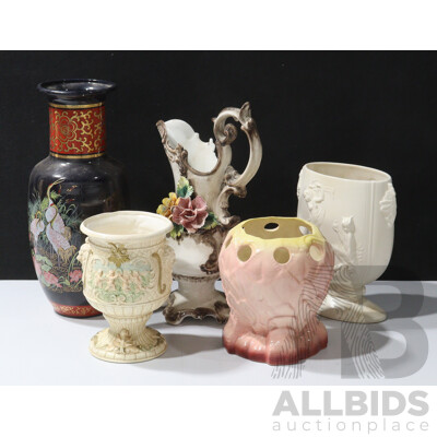 Collection Decorative Ceramic Vases Including White Beswick Example, Japanese Paradiso Example and More