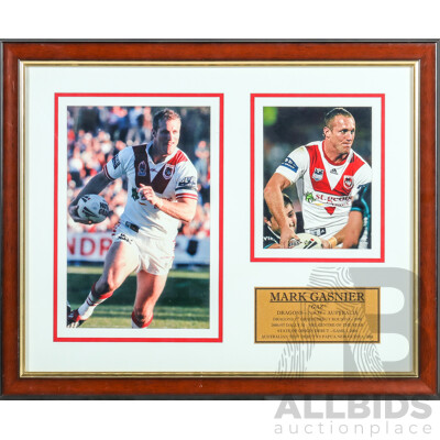 Mark Gasnier Framed St George Illawarra Dragons Career Tribute Display
