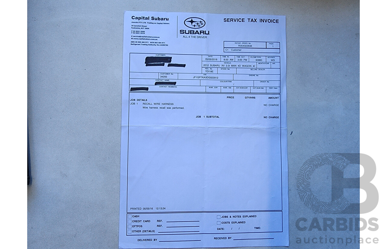 11/2012 Subaru XV 2.0i-S MY13 4d Wagon White 2.0L
