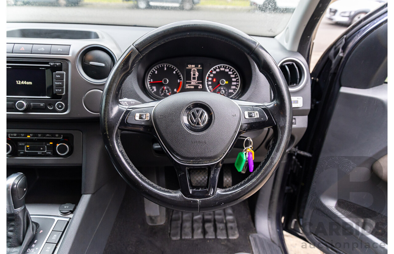 03/2016 Volkswagen Amarok TDI420 Highline (4x4) 4x4 2H MY16 Dual Cab Utility Starlight Blue Metallic Turbo Diesel 2.0L