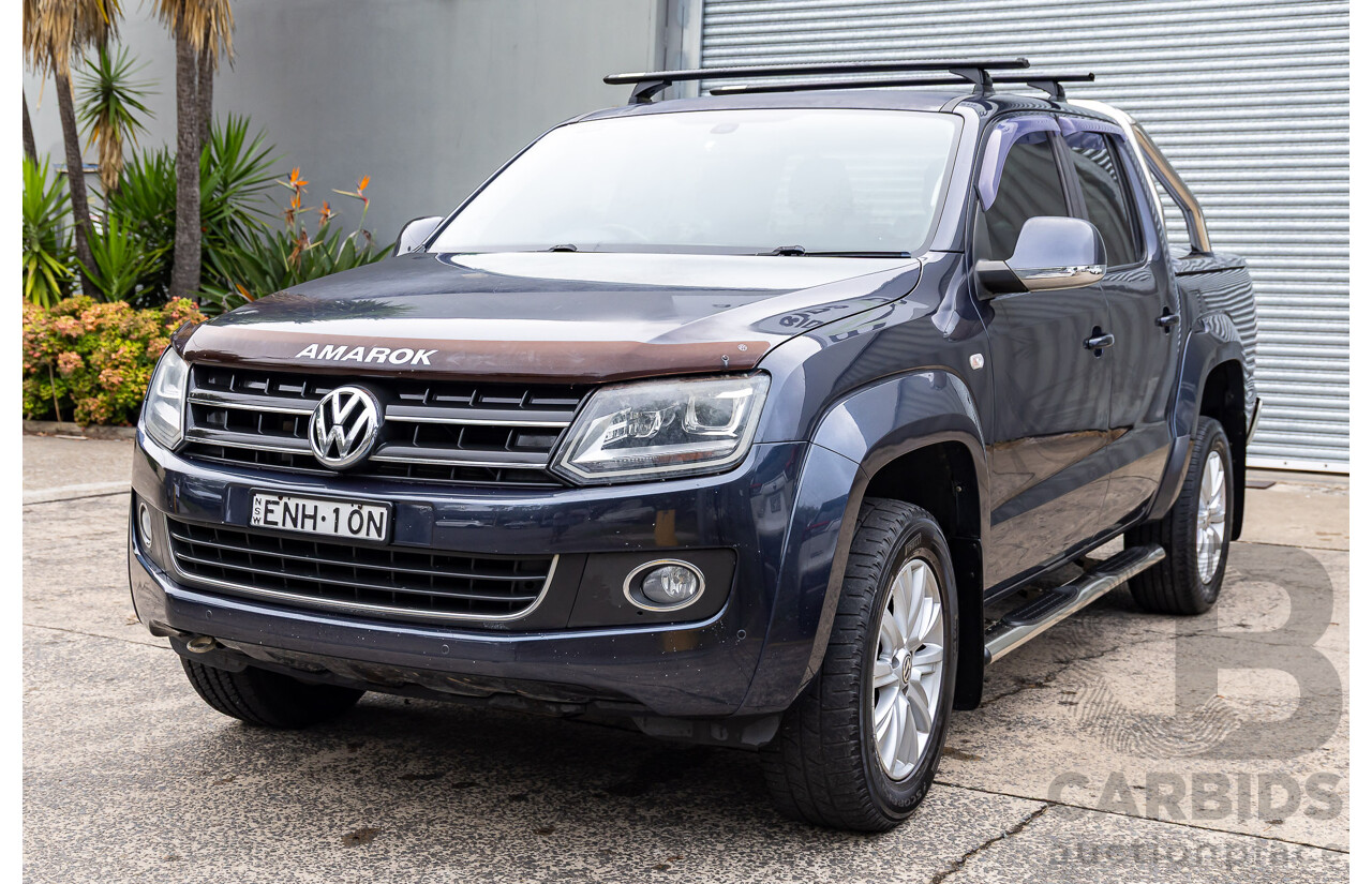 03/2016 Volkswagen Amarok TDI420 Highline (4x4) 4x4 2H MY16 Dual Cab Utility Starlight Blue Metallic Turbo Diesel 2.0L