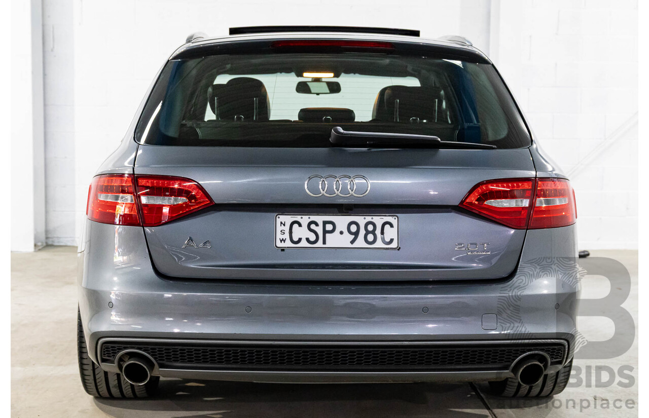 5/2014 Audi A4 2.0 TFSI Avant Quattro (AWD) B8 (8K) MY14 4d Wagon Monsoon Grey Metallic Turbo 2.0L