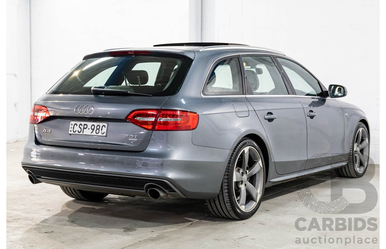 5/2014 Audi A4 2.0 TFSI Avant Quattro (AWD) B8 (8K) MY14 4d Wagon Monsoon Grey Metallic Turbo 2.0L
