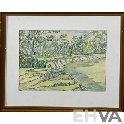Ken Meares, (20th C., Australian), Black Boys (Jerusalem Creek), Bundaberg, (Qld) & Sunpatch (NSW), Collection of Three Pencil,  Ink & Watercolours, 40 x 49 cm (largest frame) (3)