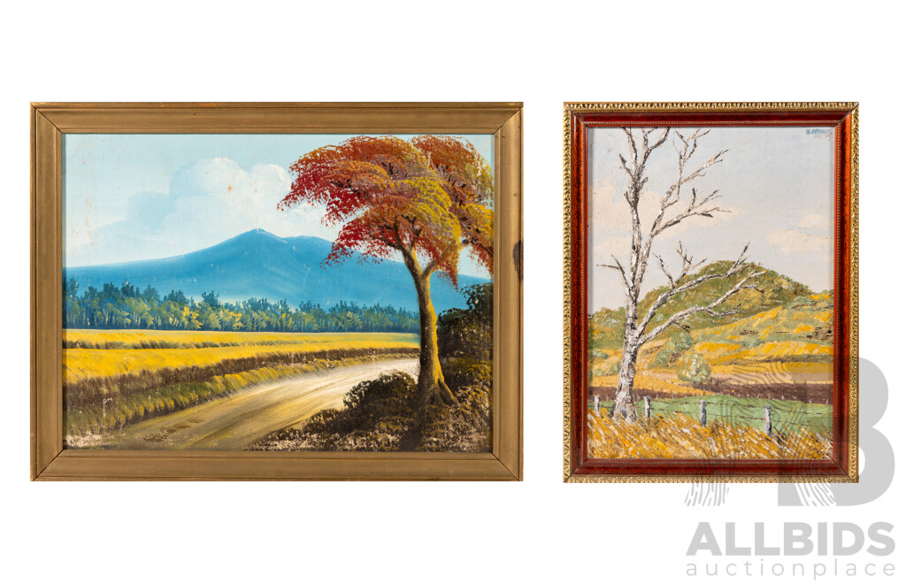 B. Pringle (20th Century, Working c1970s), & Artist Unknown, Pair of Vintage Landscapes, Acrylic & Oil on Canvas, 45 x 35 cm & 36 x 46 cm (frames) (2)