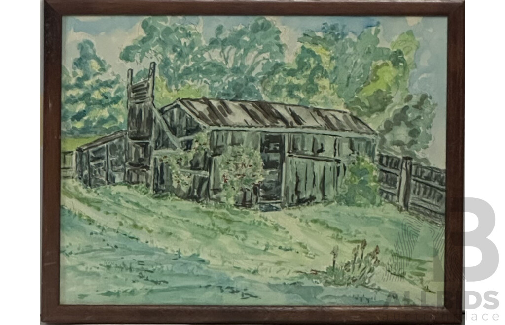 Ken Meares, (20th C. Australian), Trio of Verdant Landscapes, Watercolours, 32 X 42 Cm (largest Frame)