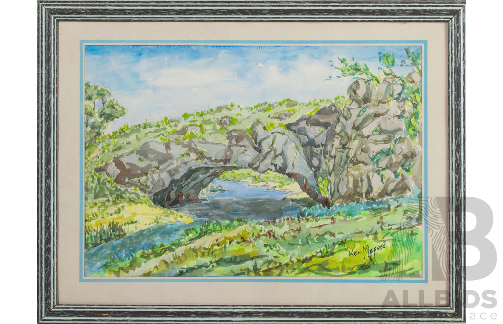 Ken Meares, (20th C. Australian), Trio of Verdant Landscapes, Watercolours, 32 X 42 Cm (largest Frame)