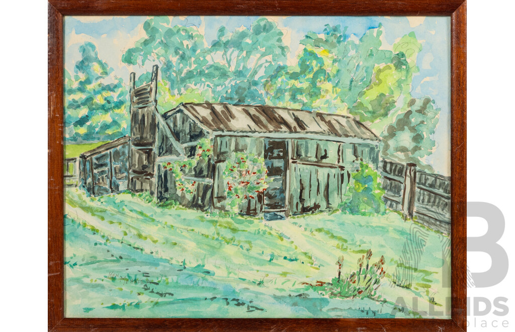 Ken Meares, (20th C. Australian), Trio of Verdant Landscapes, Watercolours, 32 X 42 Cm (largest Frame)