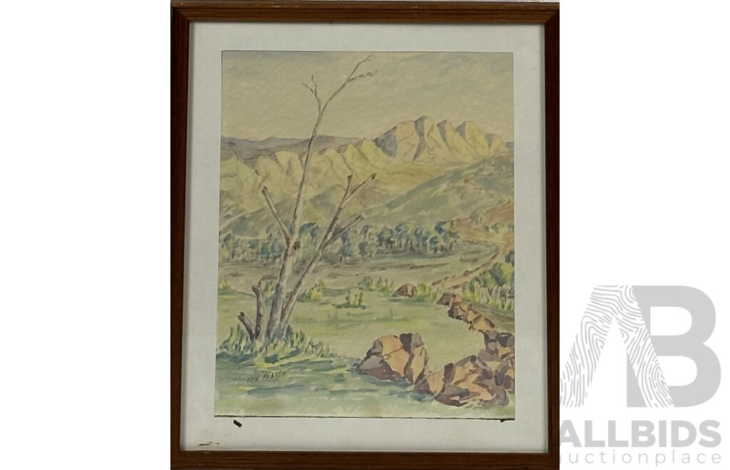 Ken Meares, (20th C. Australian), Mt. Loch (Vic) & Victorian Alps, Pair of Lovely Pencil & Watercolours, 39 x 47 cm (largest frame) (2)