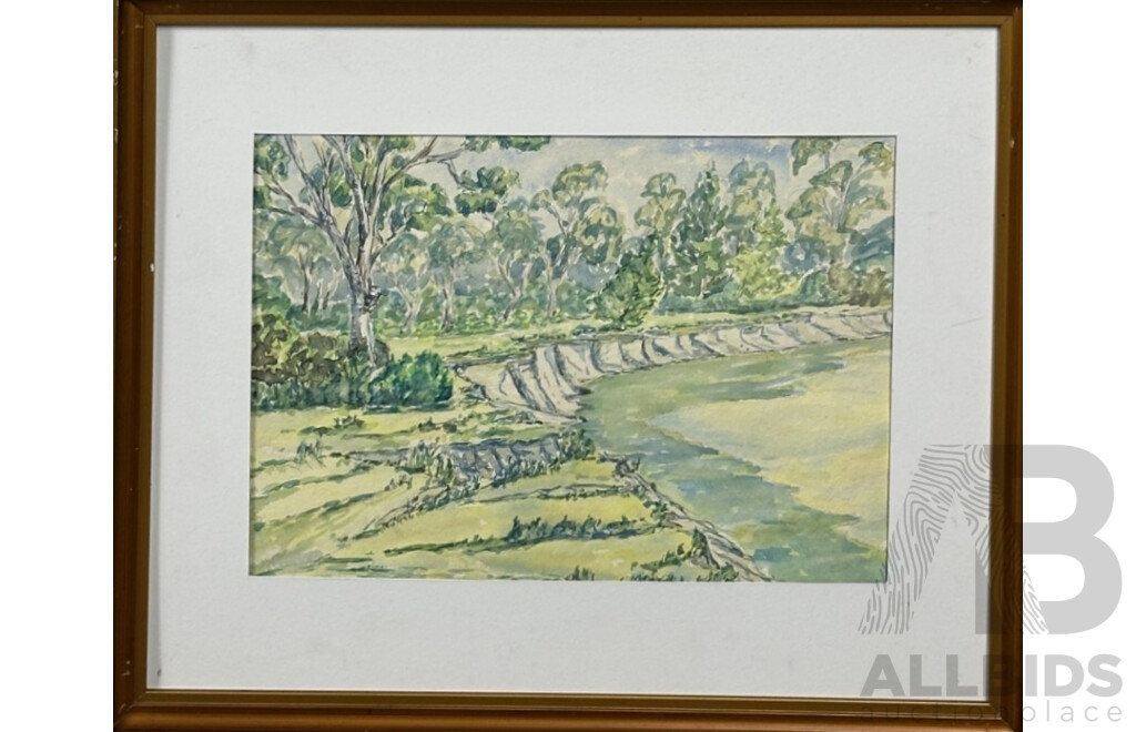 Ken Meares, (20th C., Australian), Black Boys (Jerusalem Creek), Bundaberg, (Qld) & Sunpatch (NSW), Collection of Three Pencil,  Ink & Watercolours, 40 x 49 cm (largest frame) (3)