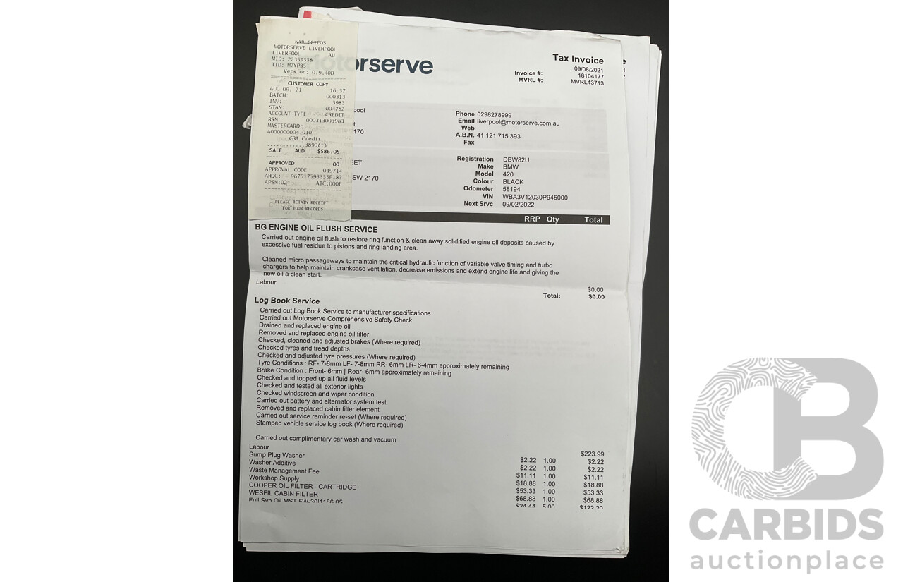10/2015 BMW 420i Sport Line M Sport F33 MY15 2d Convertible Black Sapphire Metallic Turbo 2.0L