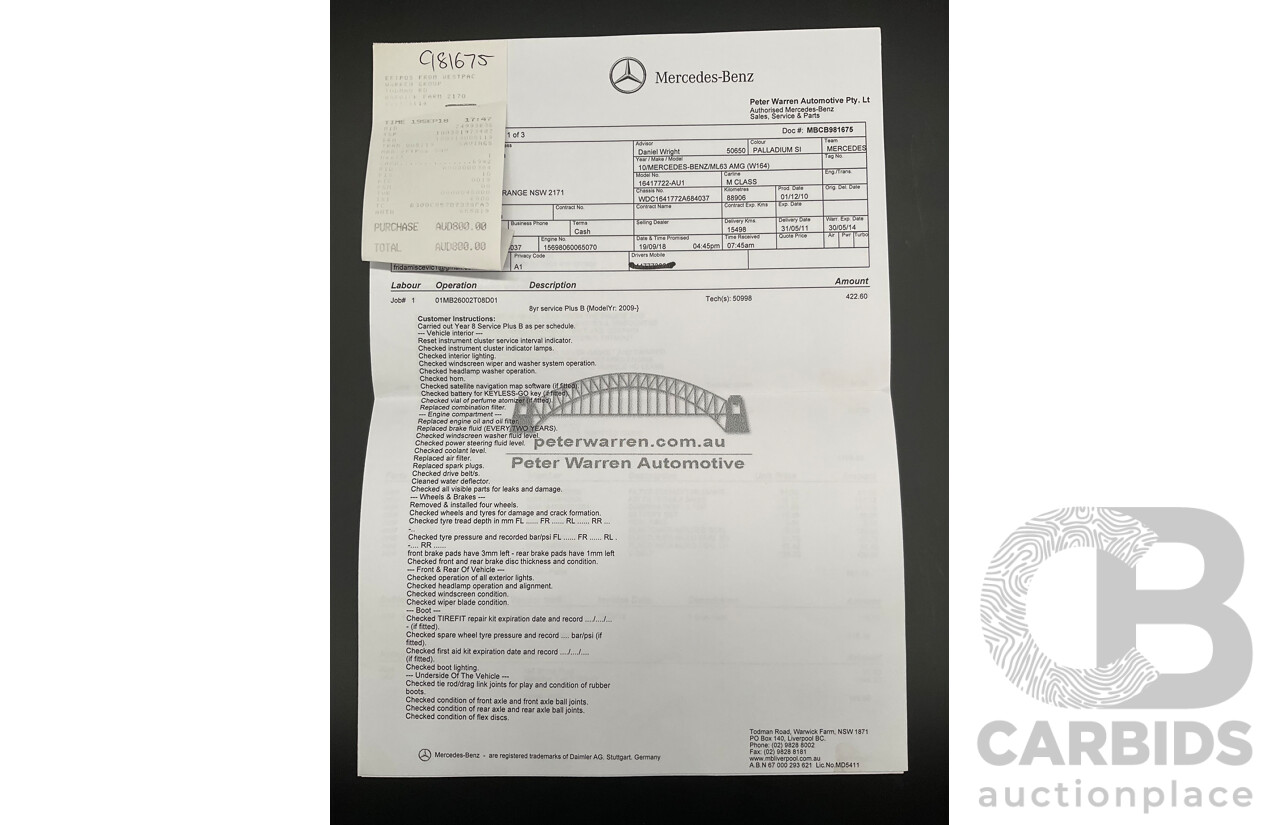 12/2010 Mercedes-Benz ML 63 AMG (4x4) W164 09 UPGRADE 4d Wagon Palladium Silver Metallic V8 6.2L