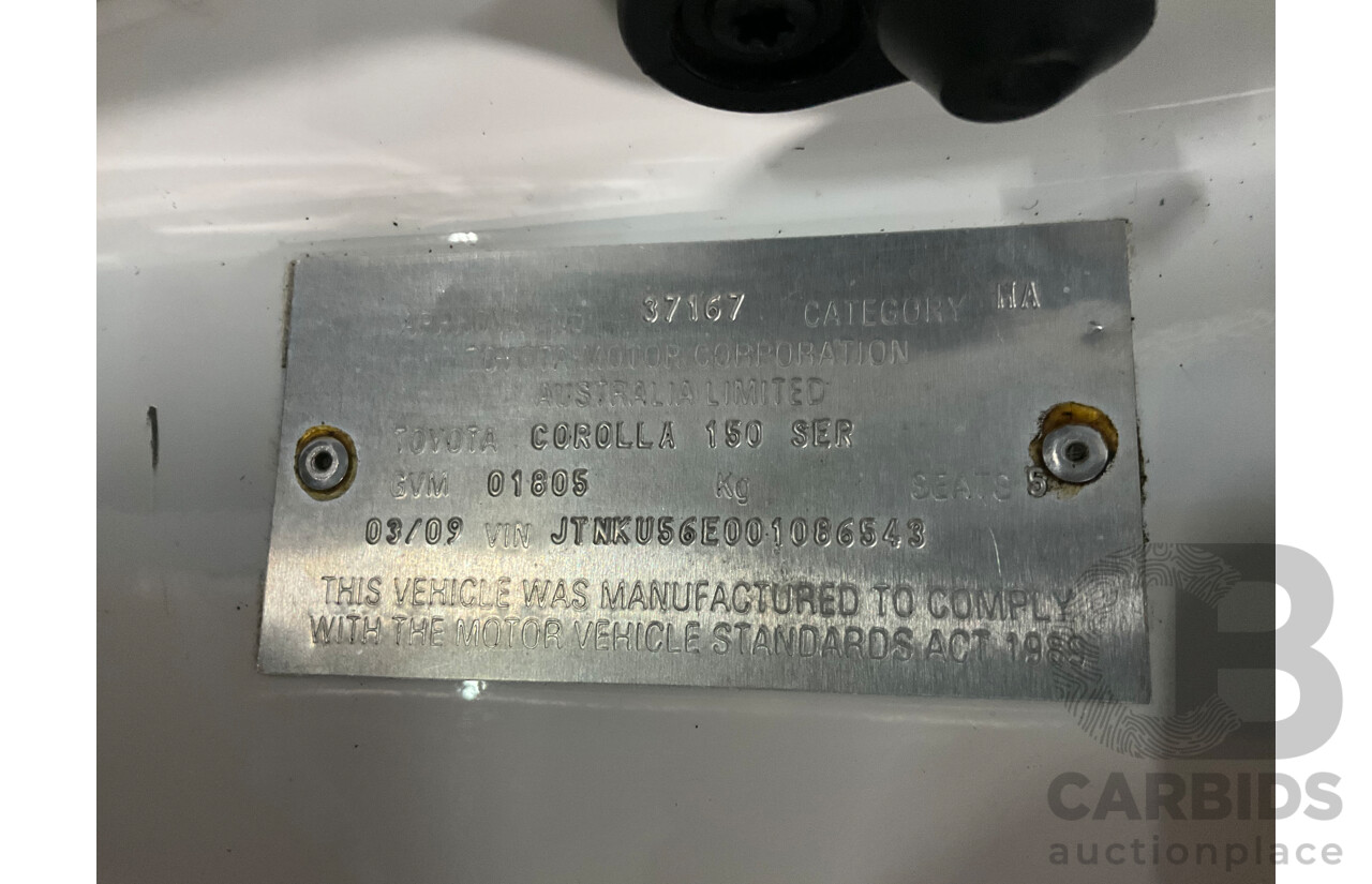 3/2009 Toyota Corolla Ascent ZRE152R 4d Sedan Glacier White 1.8L