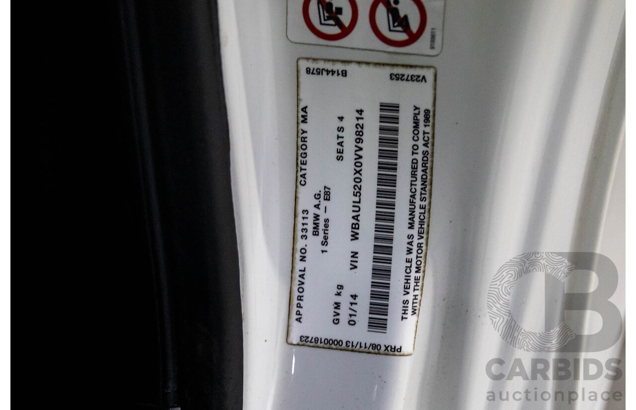 1/2014 BMW 120i M Sport E88 MY13 Update 2d Convertible Alpine White 2.0L