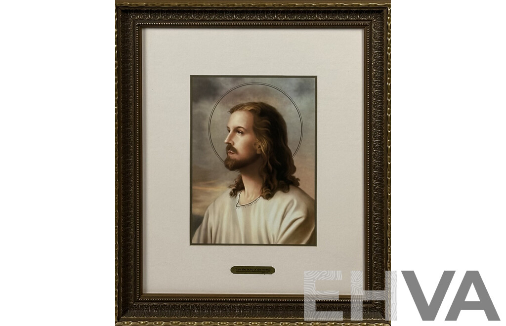 After Adolfo Simeone (Italian, 1885-1958), I Am the Light of the World (John 8:12), Quality Lithograph Reproduction After Original, 54.5 x 56.5 cm (frame)