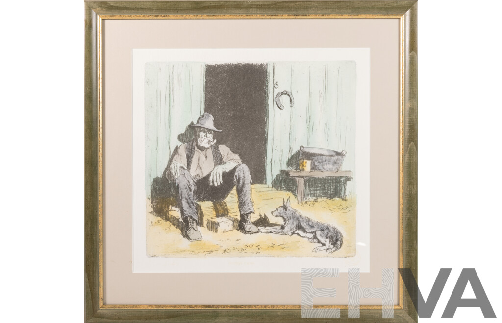 Lionel Lindsay, (Late 19th/Early 20th Century, Australian, 1874-1961), Sunday Camp, Limited Edition Facsimile Etching with Aquatint From the 1925 Original, 50 x 51 cm (frame)