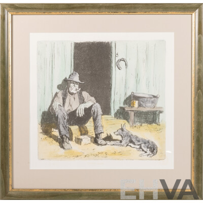 Lionel Lindsay, (Late 19th/Early 20th Century, Australian, 1874-1961), Sunday Camp, Limited Edition Facsimile Etching with Aquatint From the 1925 Original, 50 x 51 cm (frame)