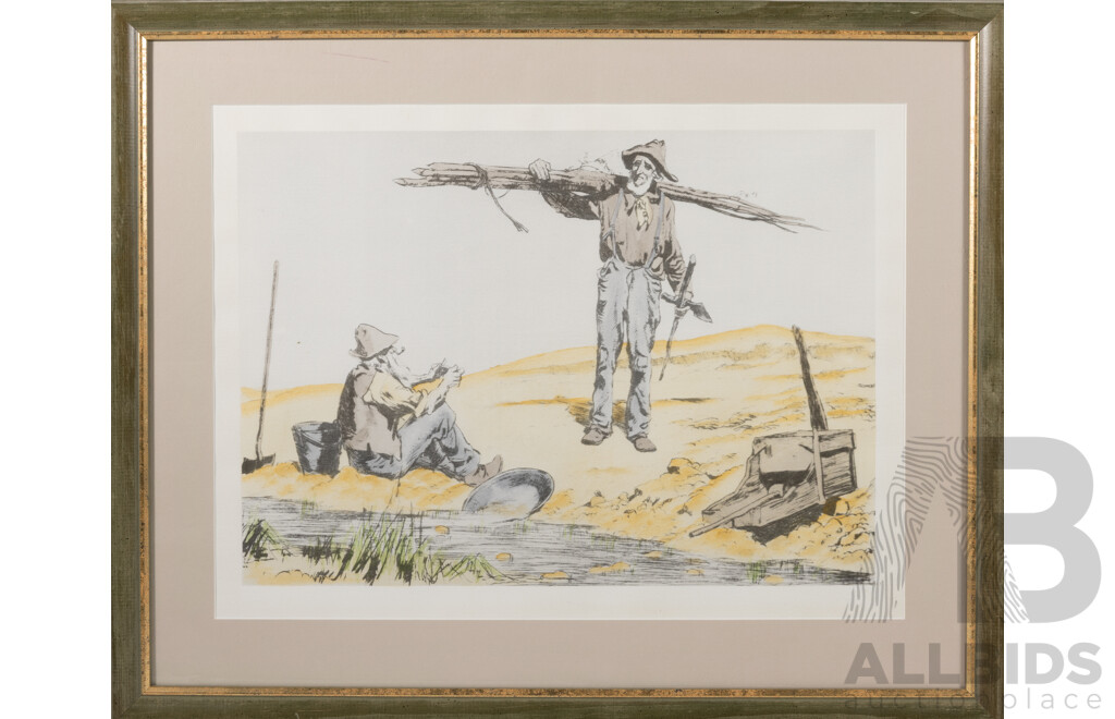 Lionel Lindsay, (Late 19th/Early 20th Century, Australian, 1874-1961), Fossikers, Limited Edition Facsimile Etching with Aquatint From 1922 Original, 52 x 64 cm (frame)