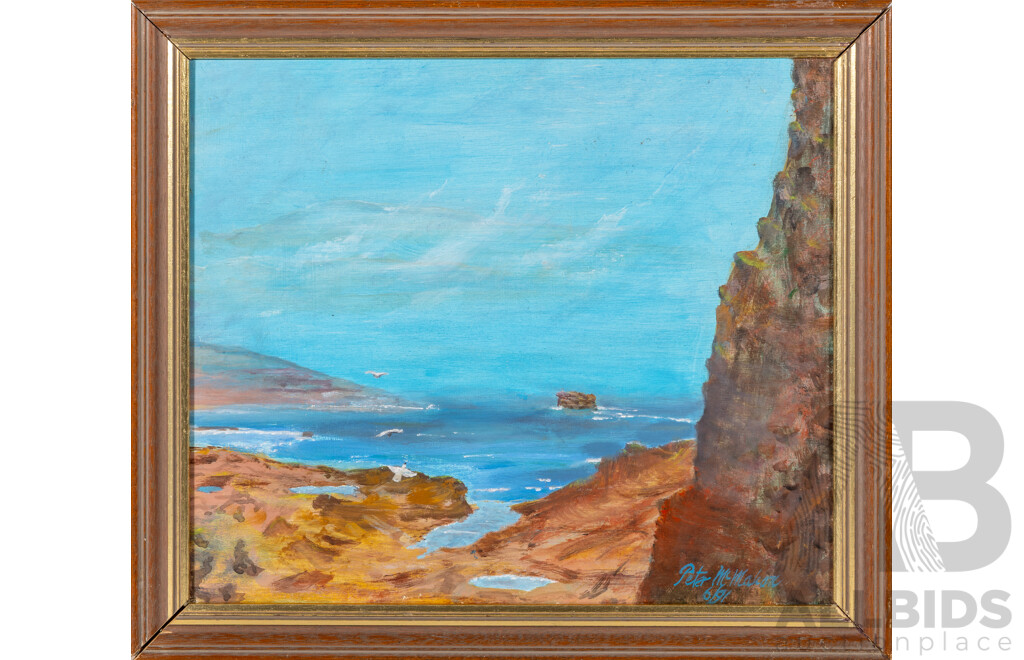 Peter J. McMahon, (20th Century, Australian, Working c1990s), Southerly Buster Cape Schank, Original Acrylic on Ply Wood, 36 x 41 cm (frame)