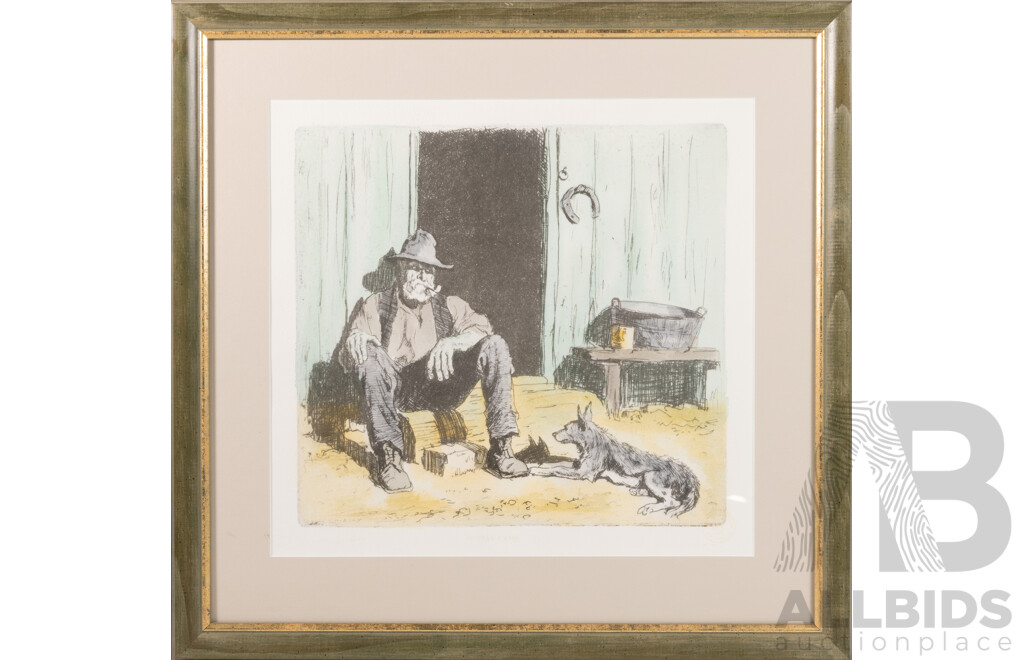 Lionel Lindsay, (Late 19th/Early 20th Century, Australian, 1874-1961), Sunday Camp, Limited Edition Facsimile Etching with Aquatint From the 1925 Original, 50 x 51 cm (frame)