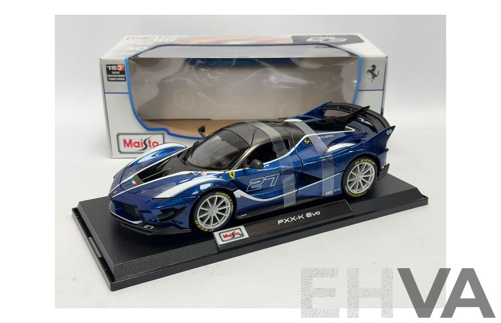 Maisto Ferrari FXX-K Evo #27 Blue 1:18 Scale Model Car - New