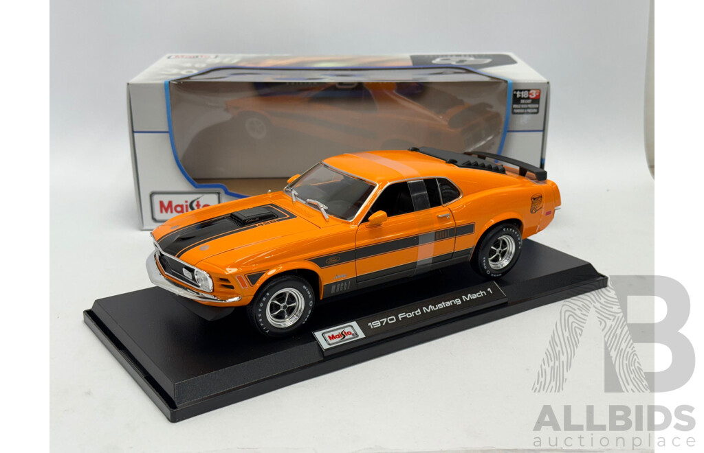 Maisto 1970 Ford Mustang Mach 1 Orange 1:18 Scale Model Car - New
