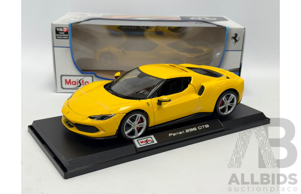 Maisto Ferrari 296 GTB Yellow 1:18 Scale Model Car - New