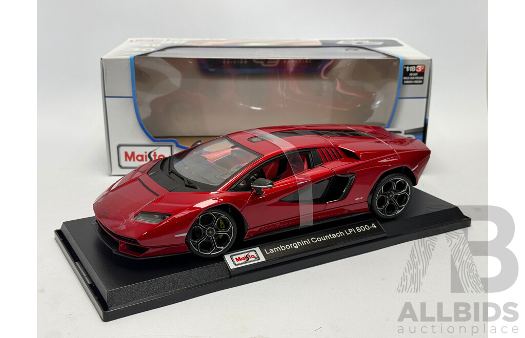 Maisto 2021 Lamborghini Countach LPI 800-4 Metallic Red 1:18 Scale Model Car - New