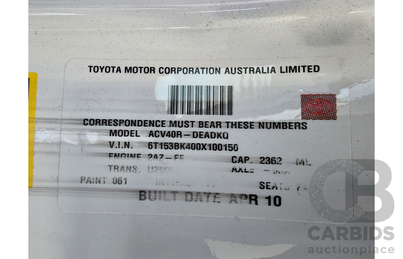 4/2010 Toyota Camry Touring SE ACV40R 09 UPGRADE 4d Sedan White 2.4L