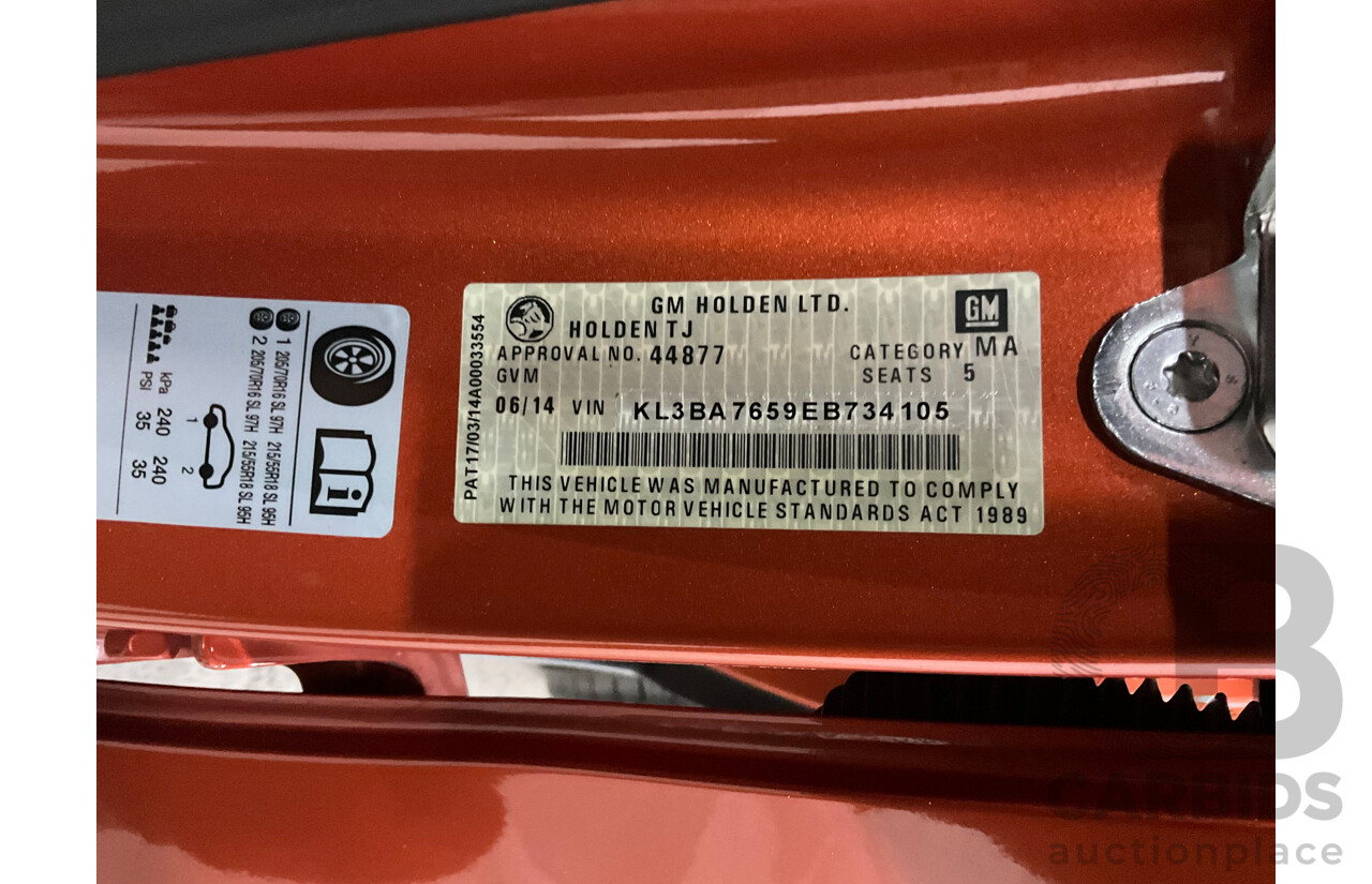6/2014 Holden Trax LTZ TJ MY15 4d Wagon Orange Rock Metallic 1.8L