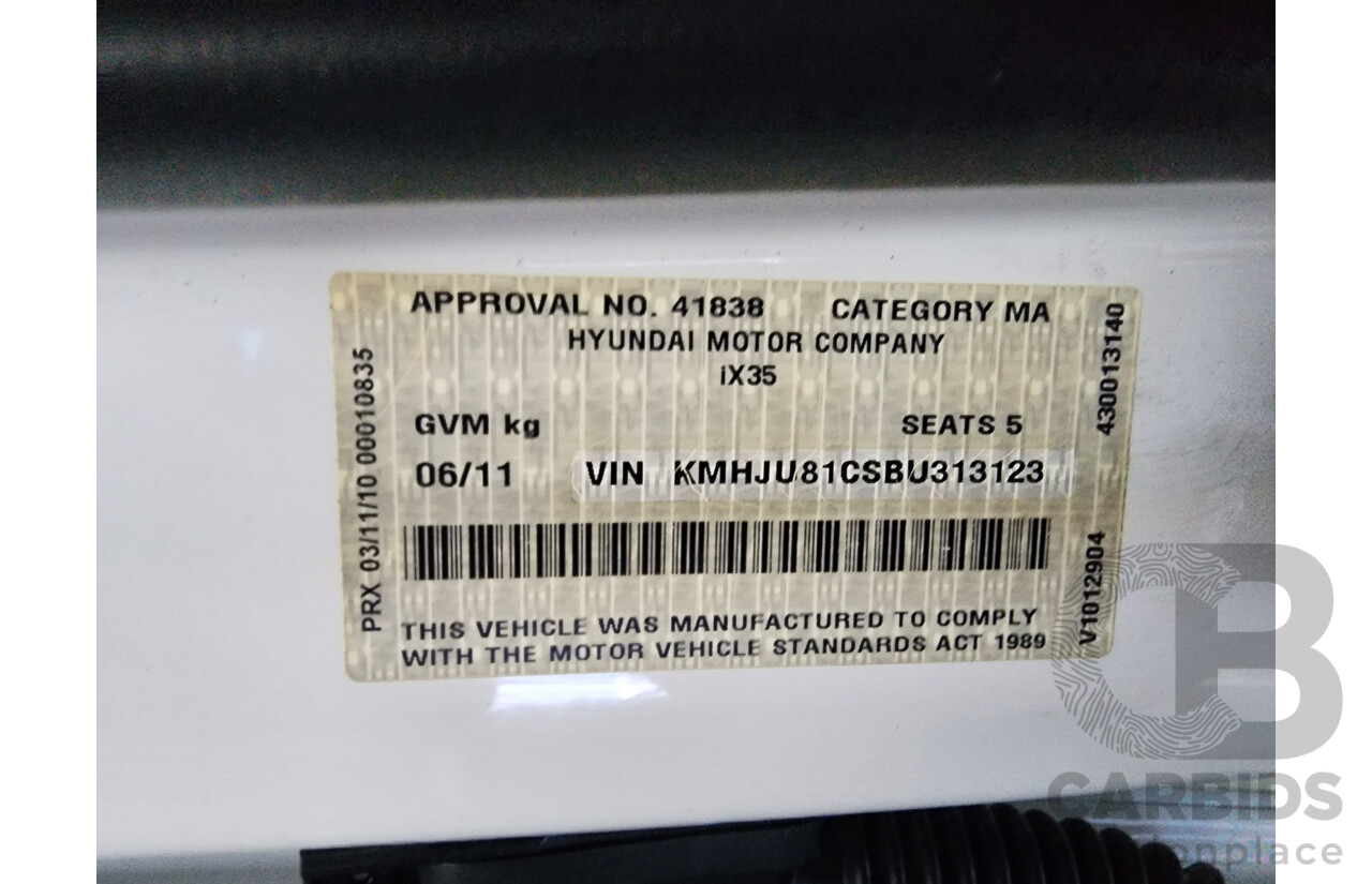 6/2011 Hyundai Ix35 Elite (awd) LM MY11 4d Wagon White 2.4L