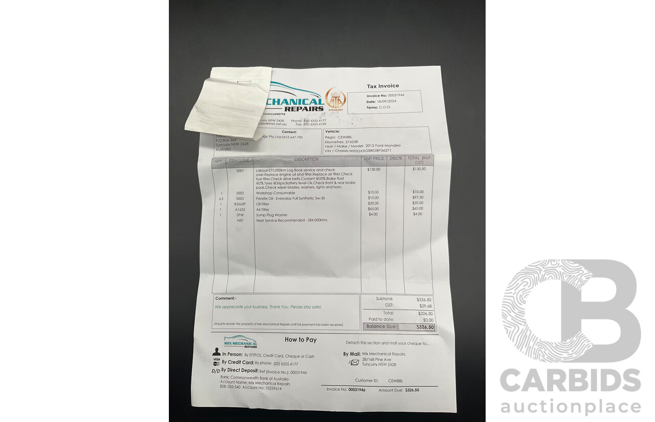 2/2012 Ford Mondeo Zetec TDCi MC 4d Wagon Frozen White Turbo Diesel 2.0L