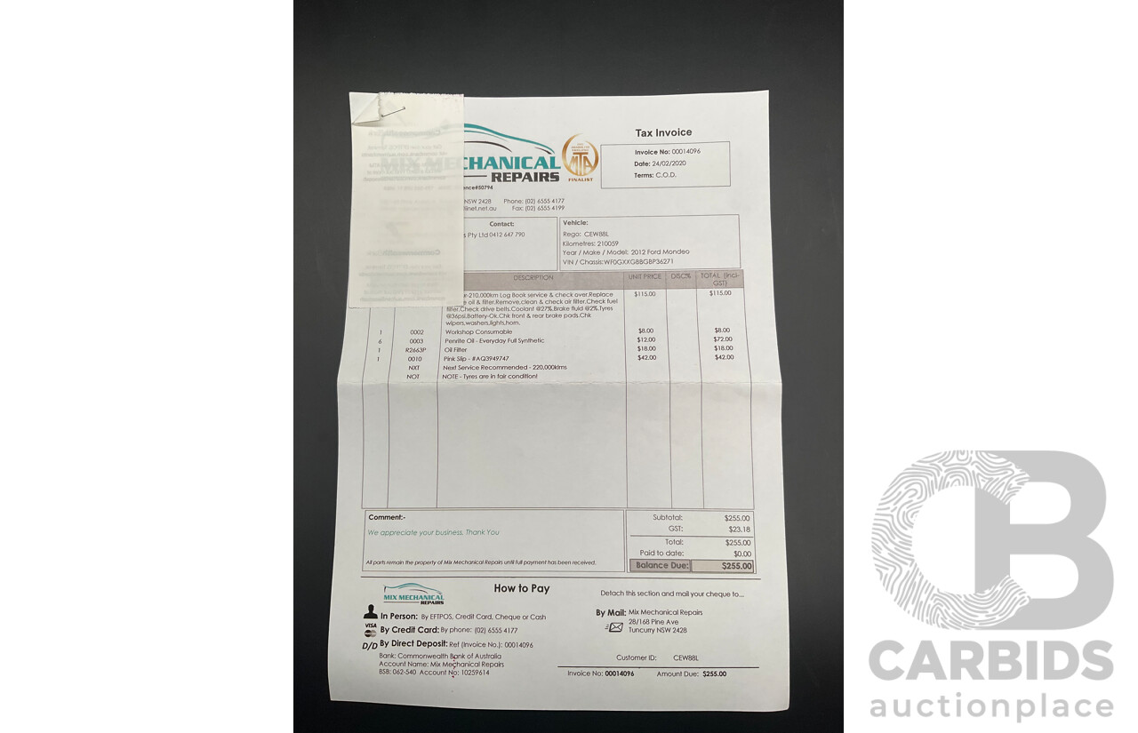 2/2012 Ford Mondeo Zetec TDCi MC 4d Wagon Frozen White Turbo Diesel 2.0L