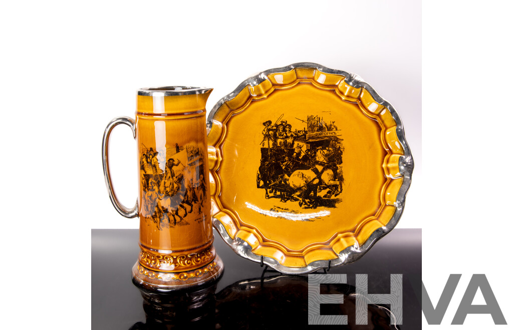 Vintage Ridgways 'Coaching Days and Coaching Ways' Serving Platter and Jug