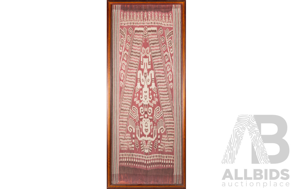 Artist Unknown (Malaysian School, 20th Century, Origin Sarawak), Pua Kumbu Ceremonial Iban Weaving, Vintage Cotton Cloth and Natural Pigment, 128 x 54 cm (frame)