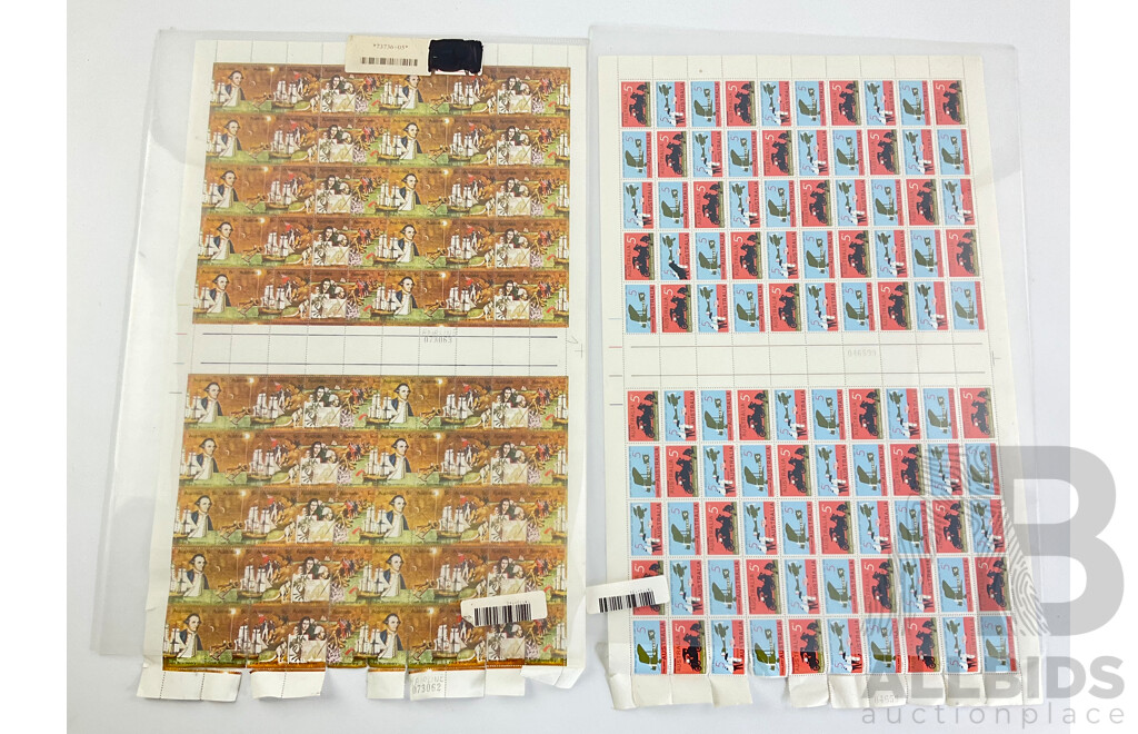 Australian Stamp Sheets Including 1966 Fifty Years of First Australia/England Flight and 1970 Cook Bicentenary