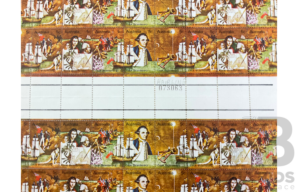 Australian Stamp Sheets Including 1966 Fifty Years of First Australia/England Flight and 1970 Cook Bicentenary