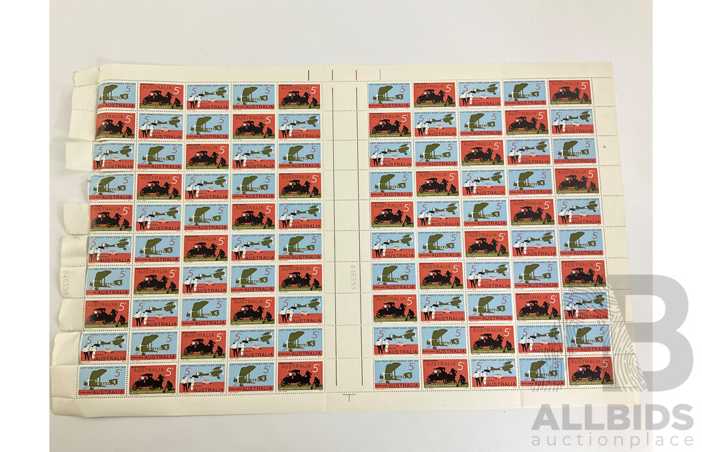 Australian Stamp Sheets Including 1966 Fifty Years of First Australia/England Flight and 1970 Cook Bicentenary