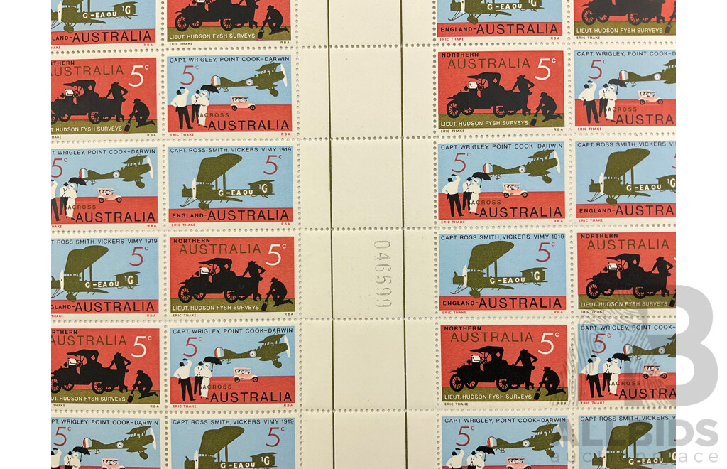 Australian Stamp Sheets Including 1966 Fifty Years of First Australia/England Flight and 1970 Cook Bicentenary