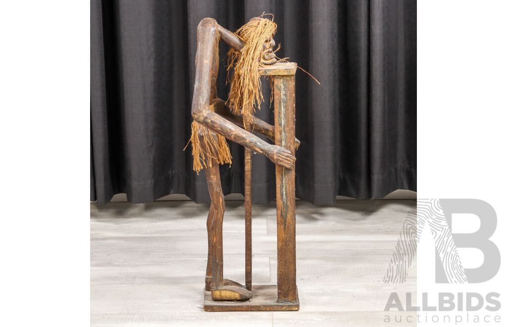 Hand Carved Asian Tribal Style Wooden CD Rack