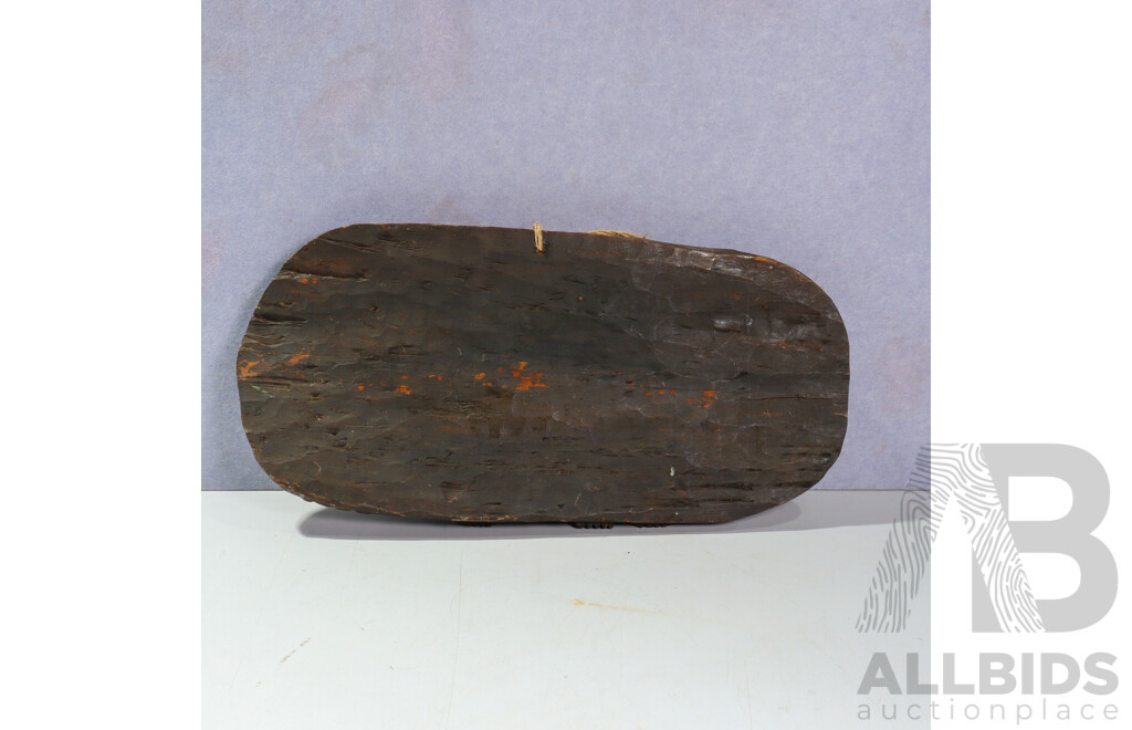 Hand Carved Asian Tribal Style Hard Wood Pair Demons Engaged in Erotic Activity Plaque