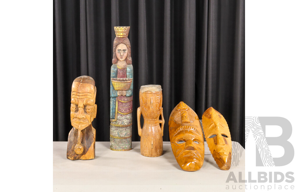 Collection of Five Souvenir Tribal Pieces