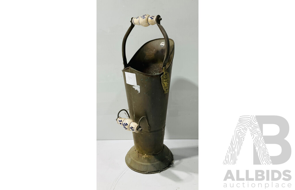Vintage Metal Pitcher with Two Painted Handles