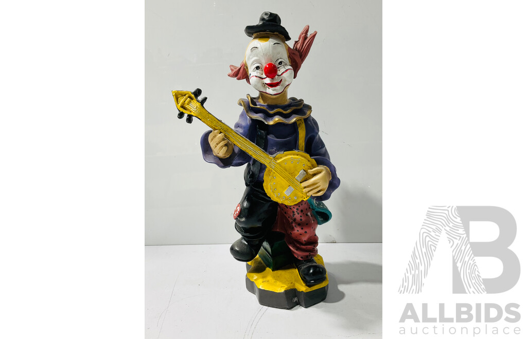 Large Composite Statue of a Clown Playing a Banjo